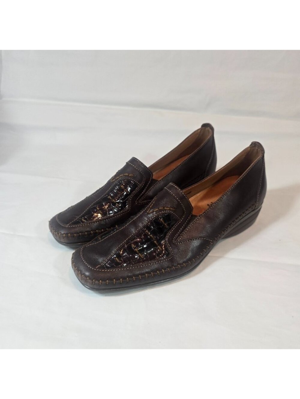 Spring Step Loafers Women Size 42 EU, 10.5-11 US Brown Leather Square Toe Preppy